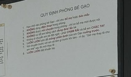 Bảng quy tắc chăm sóc bé Gạo