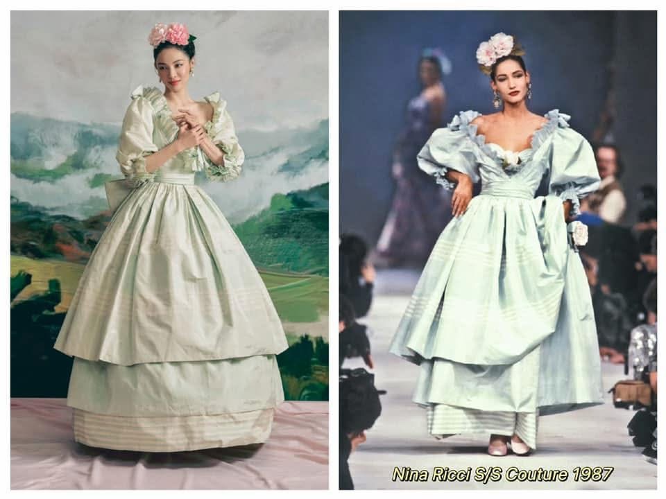 Tạo hình cô gái tranh sơn dầu cổ điển Chung Sở Hy với bộ sưu tập Nina Ricci Haute Couture