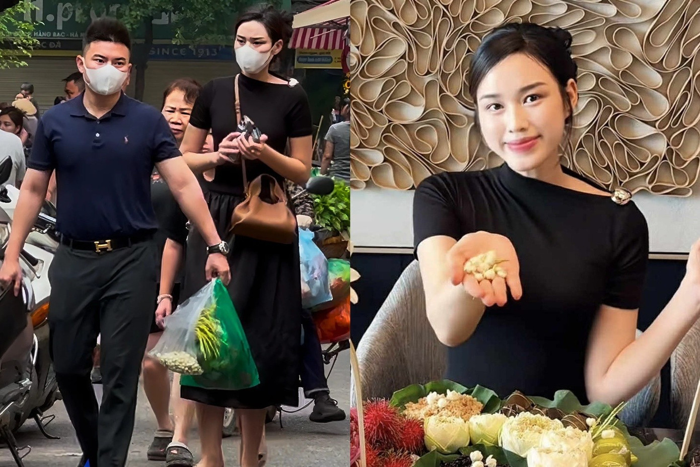 Đỗ Thị Hà và Nguyễn Viết Vương trong lễ ăn hỏi