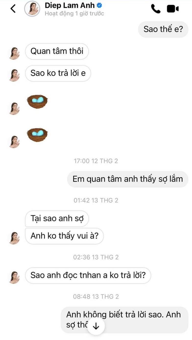 Diệp Lâm Anh từng tung tin nhắn đùa giỡn với chồng cũ