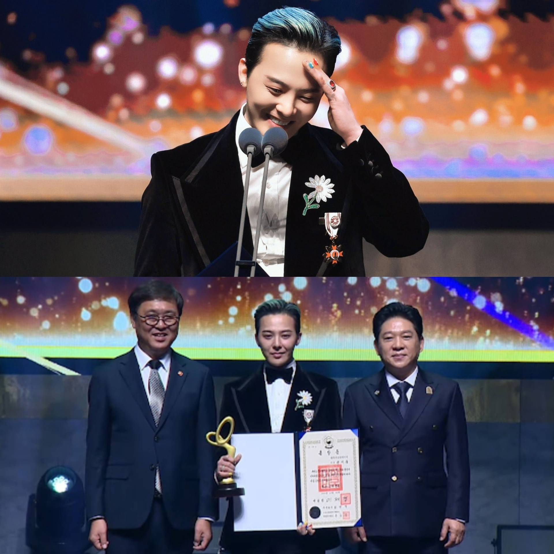 Huân chương Văn hóa Okgwan trao cho G-DRAGON G-DRAGON nhận huân chương văn hóa từ chính phủ Hàn Quốc