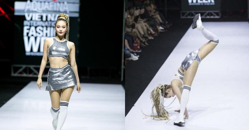Minh Hằng biểu diễn trên sàn catwalk