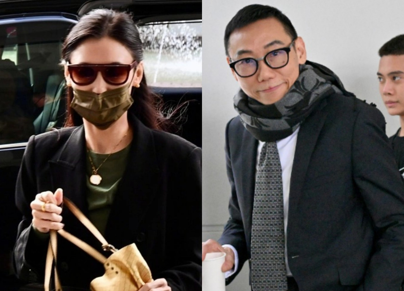 Trương Bá Chi và Dư Dục Hưng tại tòa án Trương Bá Chi cùng quản lý cũ tại phiên tòa